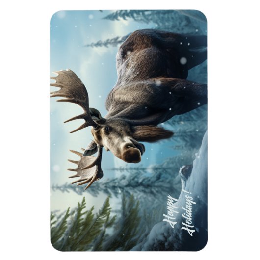 Aangepaste tekst Winter Moose Magneet (Verticaal)
