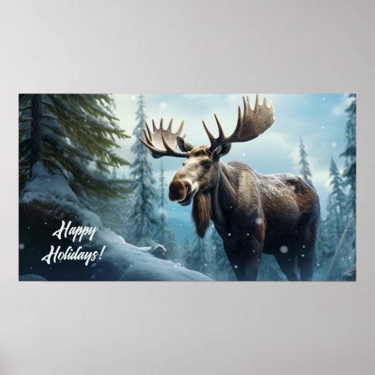 Aangepaste tekst Winter Moose Poster (Voorkant)