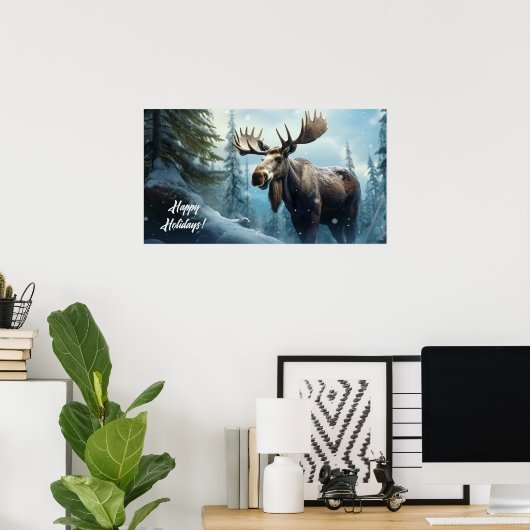 Aangepaste tekst Winter Moose Poster (Thuiskantoor)