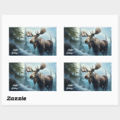 Aangepaste tekst Winter Moose Rechthoekige Sticker (Vel)