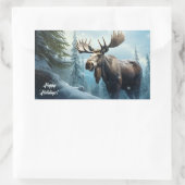 Aangepaste tekst Winter Moose Rechthoekige Sticker (Tas)
