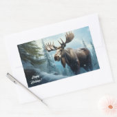 Aangepaste tekst Winter Moose Rechthoekige Sticker (Envelop)