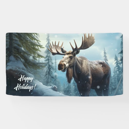 Aangepaste tekst Winter Moose Spandoek (Horizontaal)