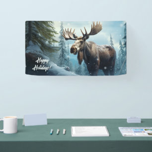 Aangepaste tekst Winter Moose Spandoek