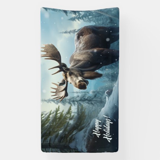 Aangepaste tekst Winter Moose Spandoek (Verticaal)