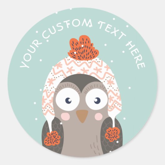 Aangepaste tekst Winter Owl stickers (Voorkant)