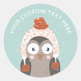 Aangepaste tekst Winter Owl stickers