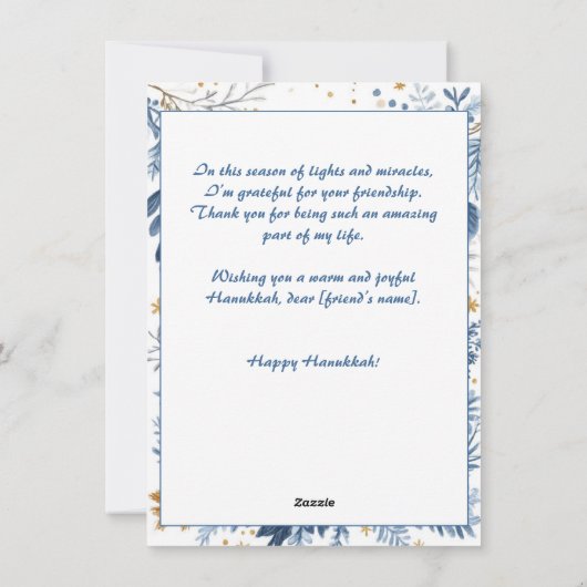Aangepaste tekst Winter Radiance Chanoeka Feestdagenkaart (Achterkant)