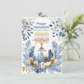 Aangepaste tekst Winter Radiance Chanoeka Feestdagenkaart (Staand voorkant)