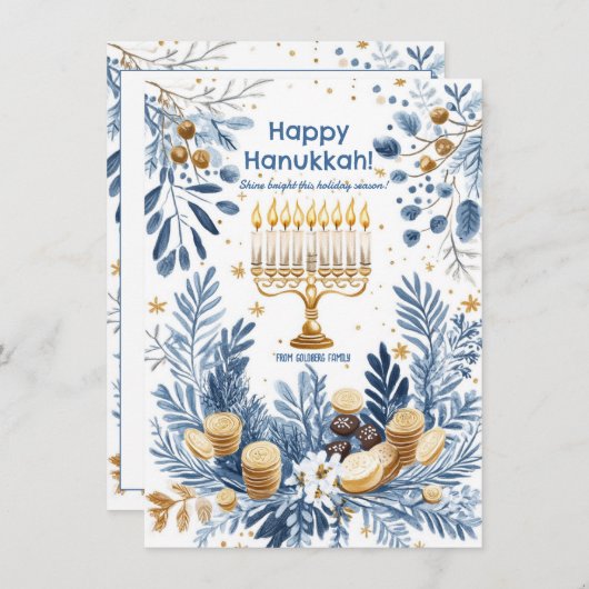 Aangepaste tekst Winter Radiance Chanoeka Feestdagenkaart (Voorkant / Achterkant)