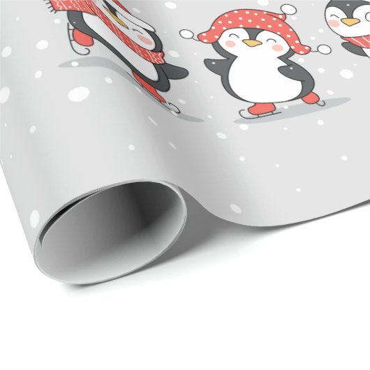 Aangepaste tekst Winterpinguïns Cadeaupapier (Rol Hoek)