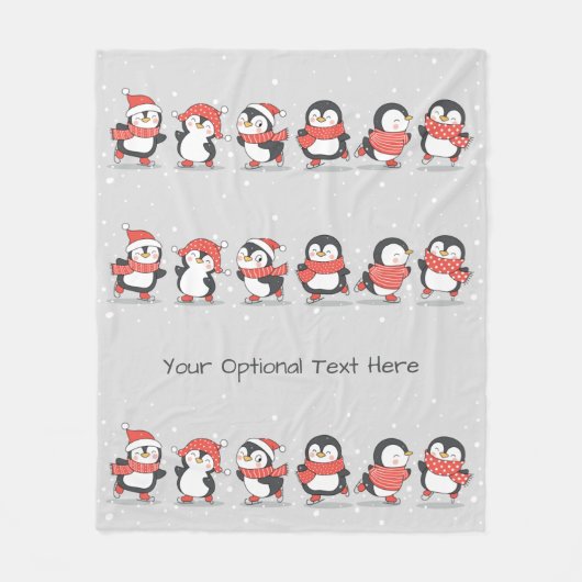 Aangepaste tekst Winterpinguïns Fleece Deken (Voorkant)