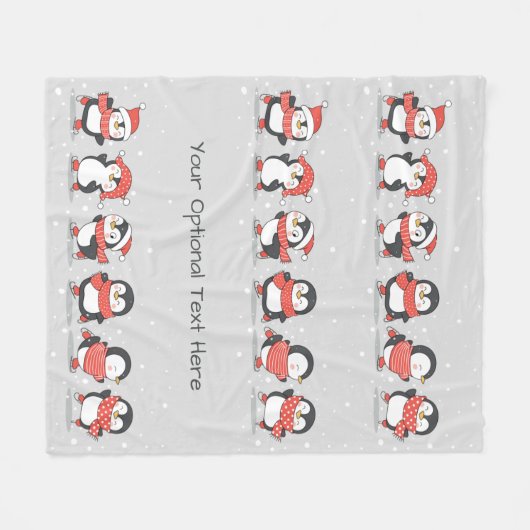 Aangepaste tekst Winterpinguïns Fleece Deken (Voorkant (Horizontaal))