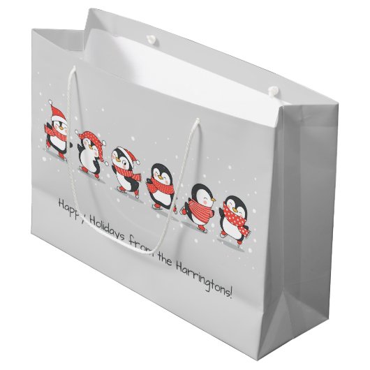 Aangepaste tekst Winterpinguïns Groot Cadeauzakje (Voorkant Gekanteld)