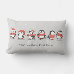 Aangepaste tekst Winterpinguins Lumbar Pillow Kussen