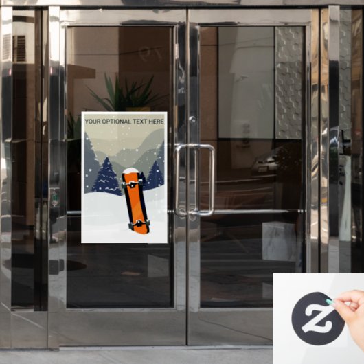 Aangepaste tekst wintersnowboarden raamsticker (Kantoordeur)