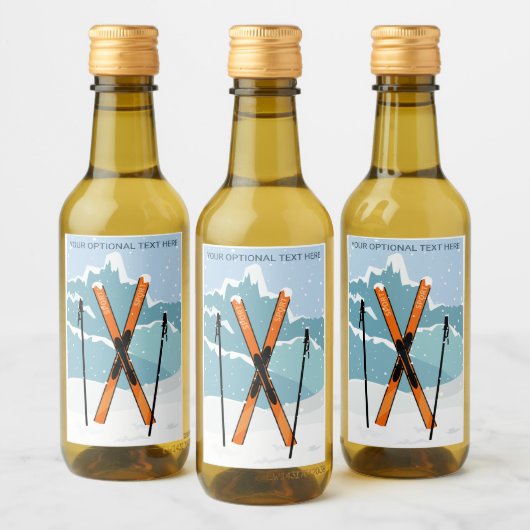Aangepaste tekst wintersporten wijn etiket (Flessen)