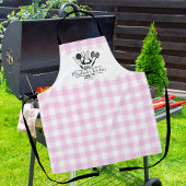 Aangepaste tekst Wit en Roze Buffel Plaid Schort