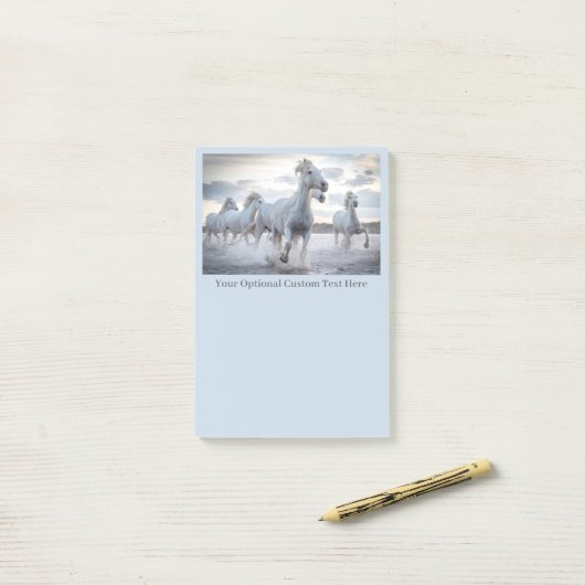 Aangepaste tekst Witte Paarden Post-it® Notes (Op bureau)