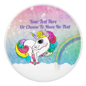 Aangepaste tekst/ Witte Unicorn regenbooglitterree Keramische Knop (Voorkant)