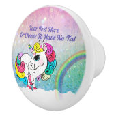 Aangepaste tekst/ Witte Unicorn regenbooglitterree Keramische Knop (Rechts)