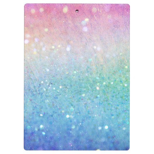 Aangepaste tekst/ Witte Unicorn regenbooglitterree Klembord (Achterkant)