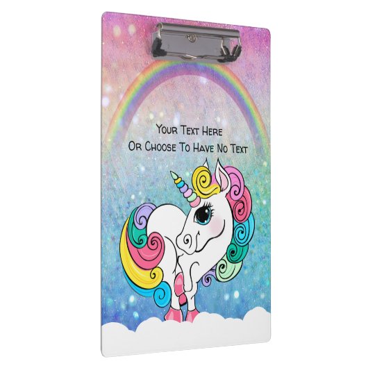 Aangepaste tekst/ Witte Unicorn regenbooglitterree Klembord (Rechts)