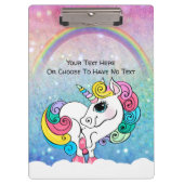 Aangepaste tekst/ Witte Unicorn regenbooglitterree Klembord (Voorkant)