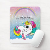 Aangepaste tekst/ Witte Unicorn regenbooglitterree Muismat (Met muis)