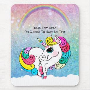 Aangepaste tekst/ Witte Unicorn regenbooglitterree Muismat