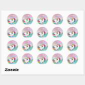 Aangepaste tekst/ Witte Unicorn regenbooglitterree Ronde Sticker (Vel)
