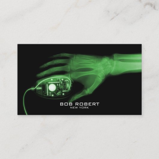 AANGEPASTE TEKST - X-Ray Skeleton Hand & Computer  Visitekaartje (Voorkant)