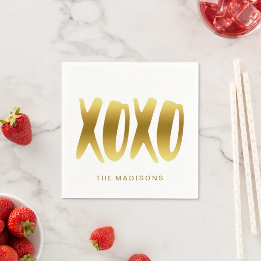 Aangepaste tekst XOXO Knuffels en Kusjes Faux Gold Servetten (Insitu)