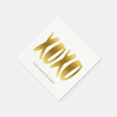 Aangepaste tekst XOXO Knuffels en Kusjes Faux Gold Servetten (Hoek)