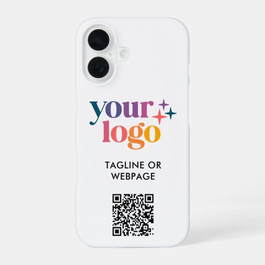 Aangepaste tekst Zakelijk bedrijfslogo QR-code iPhone 16 Hoesje (Achterkant)