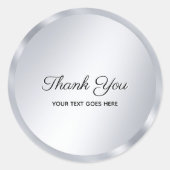 Aangepaste tekst zilveren uitzicht sjabloon Elegan Ronde Sticker (Voorkant)