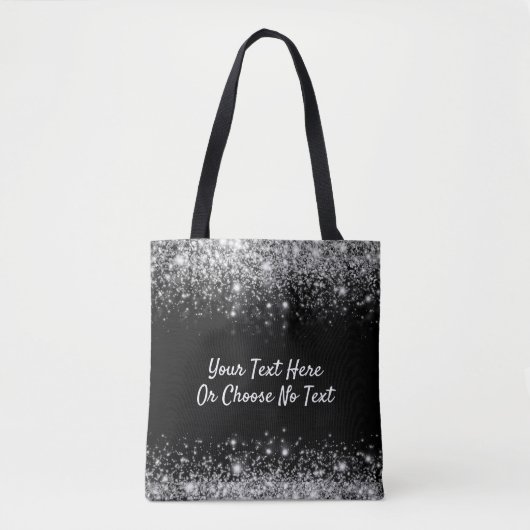 Aangepaste tekst / zilverglitter met reservebalk tote bag (Voorkant)