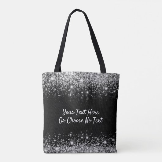 Aangepaste tekst / zilverglitter met reservebalk tote bag (Achterkant)