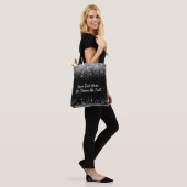 Aangepaste tekst / zilverglitter met reservebalk tote bag (Op model)