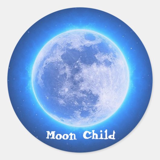 Aangepaste tekst Zodiac Cancer Blue Moon Child Sti Ronde Sticker (Voorkant)