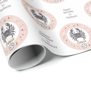 Aangepaste tekst Zodiac Sign Cancer Cadeaupapier