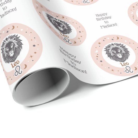 Aangepaste tekst Zodiac Sign Leo Cadeaupapier (Rol Hoek)