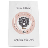 Aangepaste tekst Zodiac Sign Leo Medium Cadeauzakje (Voorkant)