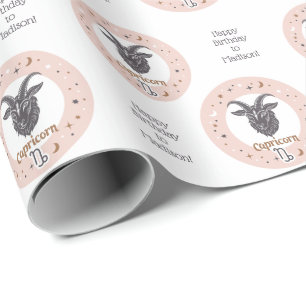 Aangepaste tekst Zodiac Sign Steenbok Cadeaupapier