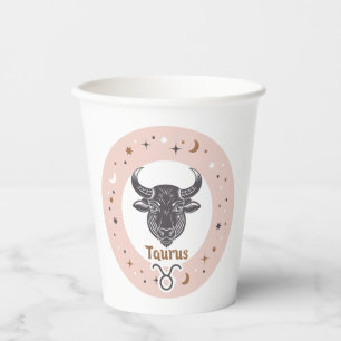 Aangepaste tekst Zodiac Sign Stier Papieren Bekers