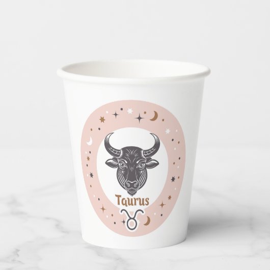 Aangepaste tekst Zodiac Sign Stier Papieren Bekers (Voorkant)