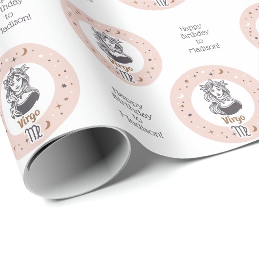 Aangepaste tekst Zodiac Sign Virgo Cadeaupapier (Rol Hoek)