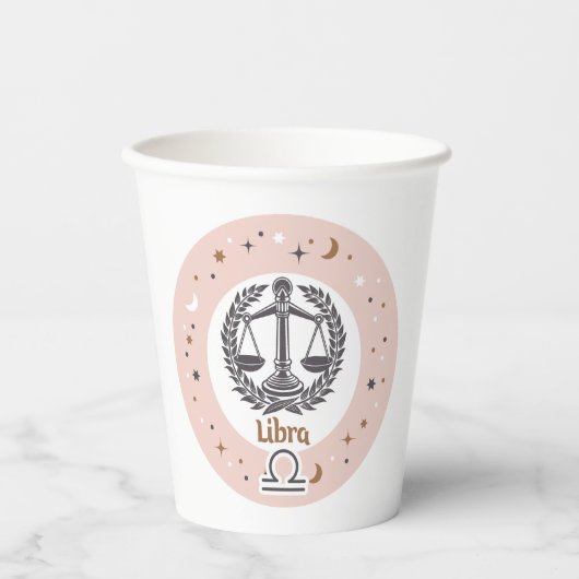 Aangepaste tekst Zodiac Sign Weegschaal Papieren Bekers (Voorkant)