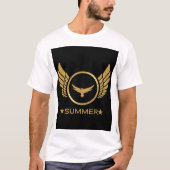 Aangepaste Tekst Zomer Vibes Gold Eagle Afbeelding T-shirt (Voorkant)