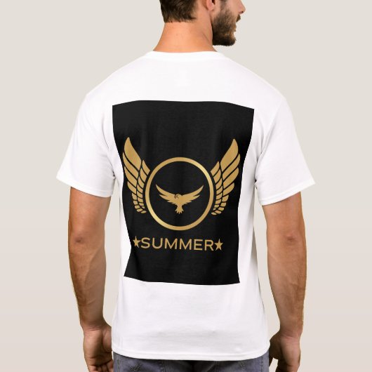 Aangepaste Tekst Zomer Vibes Gold Eagle Afbeelding T-shirt (Achterkant)